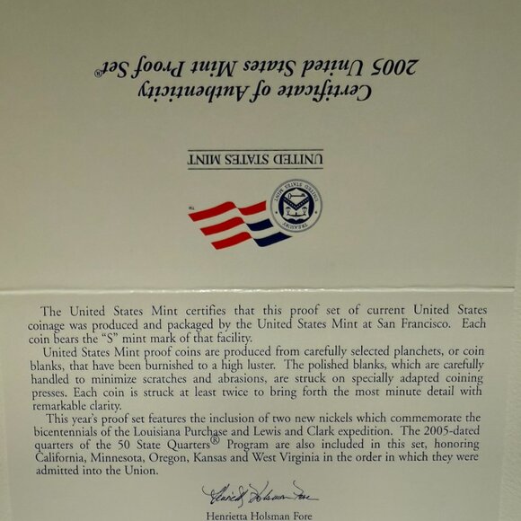 2005-S US Mint Proof Set, 10 coins, Original Official Package - Picture 9 of 9